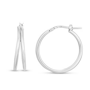Karat Rush Sterling Silver Double Row Hoop Earrings