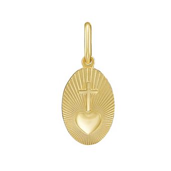 Karat Rush 14k Gold Radiant Sacred Heart Medallion Charm Pendant