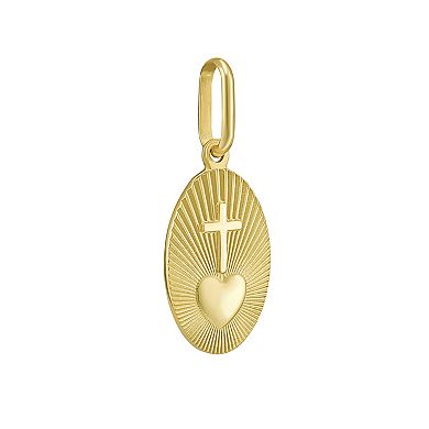 Karat Rush 14k Gold Radiant Sacred Heart Medallion Charm Pendant