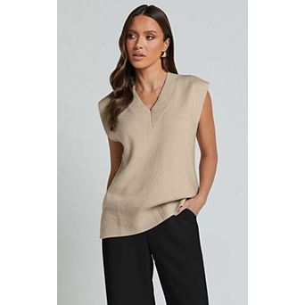 Women's Knit Tank Tops Sweater Vest Lightweight Cap Sleeve V Neck Summer Trendy Going Out Tops