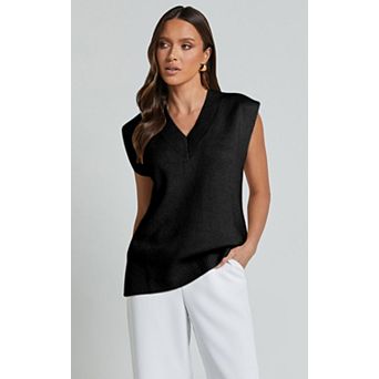 Women's Knit Tank Tops Sweater Vest Lightweight Cap Sleeve V Neck Summer Trendy Going Out Tops