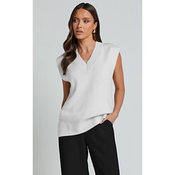 Women's Knit Tank Tops Sweater Vest Lightweight Cap Sleeve V Neck Summer Trendy Going Out Tops