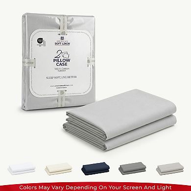 American Soft Linen 100% Cotton Sateen 2-piece Pillowcase Set