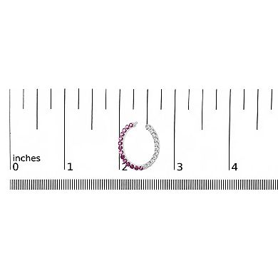 Haus of Brilliance Sterling Silver Lab-Created Ruby & Lab-Created White Sapphire Hoop Earrings