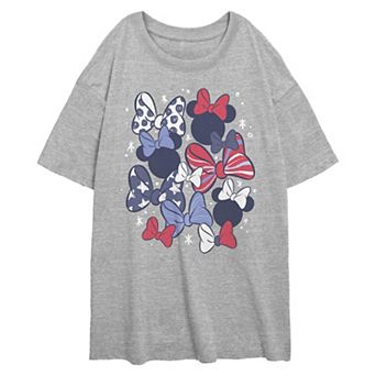 Juniors' Disney's Minnie Mouse Americana Bows Oversized Graphic Tee