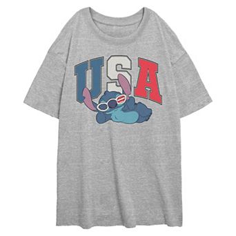 Juniors' Disney's Stitch USA Oversized Graphic Tee