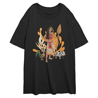 Juniors' Disney's Moana & Buddies Oversized Graphic Tee