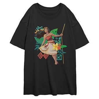 Juniors' Disney's Moana Free As The Wind Oversized Graphic Tee