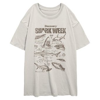 Juniors' Discovery Shark Week Oversized Graphic Tee