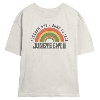 Juniors' Juneteenth Freedom Day Rainbow Skimmer Graphic Tee