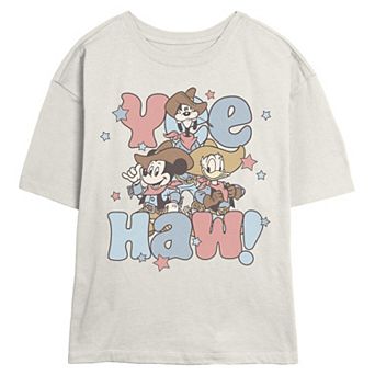 Juniors' Disney's Mickey Mouse & Friends Yee Haw Cowboys Skimmer Graphic Tee