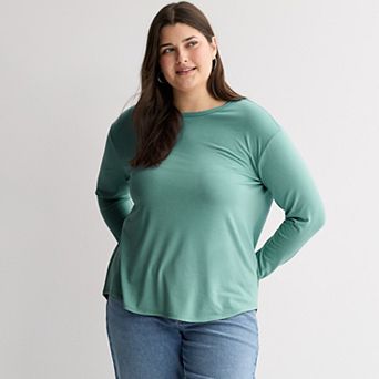 Juniors' Plus Size SO® Long Sleeve Crew Neck Top