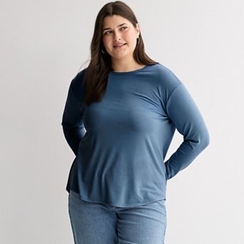 Juniors' Plus Size SO® Long Sleeve Crew Neck Top
