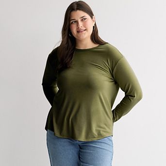 Juniors' Plus Size SO® Long Sleeve Crew Neck Top
