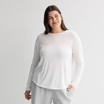 Juniors' Plus Size SO® Long Sleeve Crew Neck Top