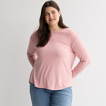 Juniors' Plus Size SO® Long Sleeve Crew Neck Top