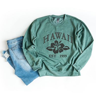 Embroidered Hawaii Flower Black Thread Sweatshirt