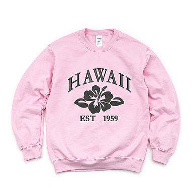 Embroidered Hawaii Flower Black Thread Sweatshirt