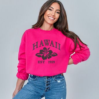 Embroidered Hawaii Flower Black Thread Sweatshirt