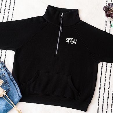 Embroidered Spooky Vibes Quarter Zip Fleece