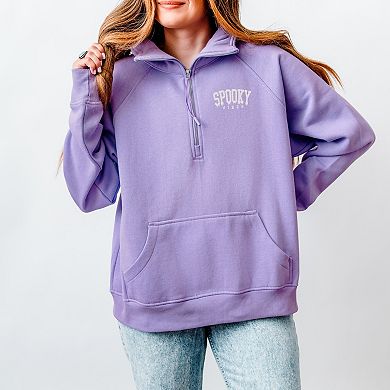 Embroidered Spooky Vibes Quarter Zip Fleece