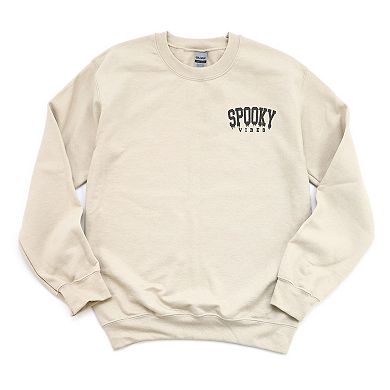 Embroidered Spooky Vibes Black Thread Sweatshirt