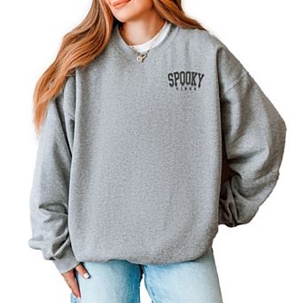 Embroidered Spooky Vibes Black Thread Sweatshirt