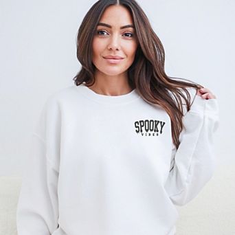 Embroidered Spooky Vibes Black Thread Sweatshirt