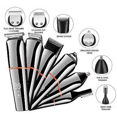 6-in-1 Ultimate Grooming Hair Trimmer Set Professional Styling Kit in Gray