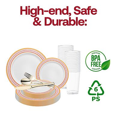 Fancy Round Disposable Tableware for Weddings & Events - 30 Guest Service