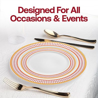 Fancy Round Disposable Tableware for Weddings & Events - 30 Guest Service