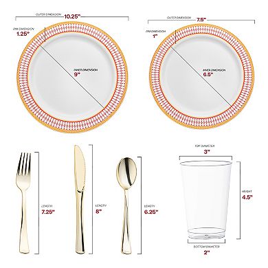 Fancy Round Disposable Tableware for Weddings & Events - 30 Guest Service
