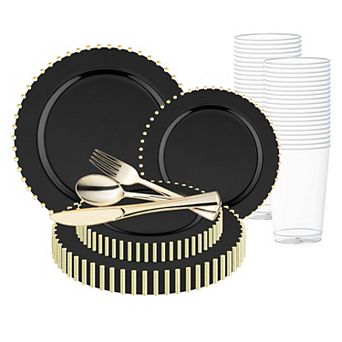 Fancy Round Disposable Tableware for Weddings & Events - 30 Guest Service