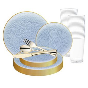 Fancy Round Disposable Tableware for Weddings & Events - 30 Guest Service