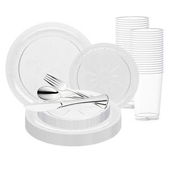 Fancy Round Disposable Tableware for Weddings & Events - 30 Guest Service