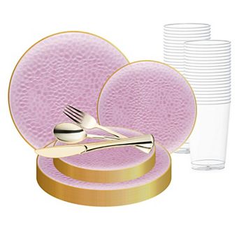 Fancy Round Disposable Tableware for Weddings & Events - 30 Guest Service
