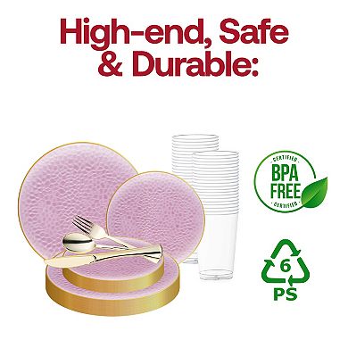 Fancy Round Disposable Tableware for Weddings & Events - 30 Guest Service