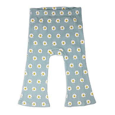 Baby Girls 3 Piece Blue Daisy Pants Set