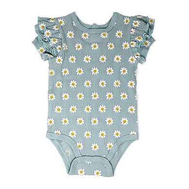 Baby Girls 3 Piece Blue Daisy Pants Set