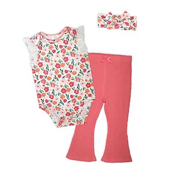 Baby Girls 3 pc Eyelet Floral Pants Set