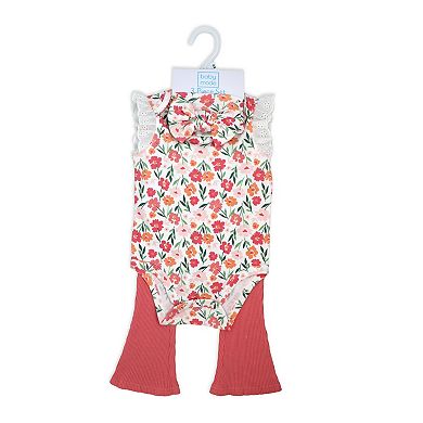 Baby Girls 3 Piece Eyelet Floral Pants Set