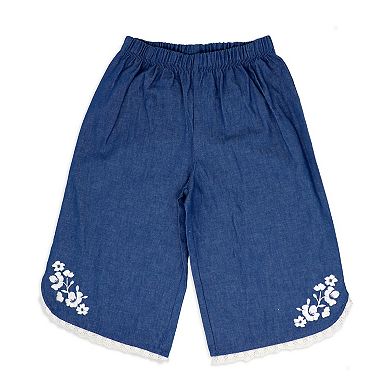 Baby Girls 3 Piece Lacey Denim Pants Set