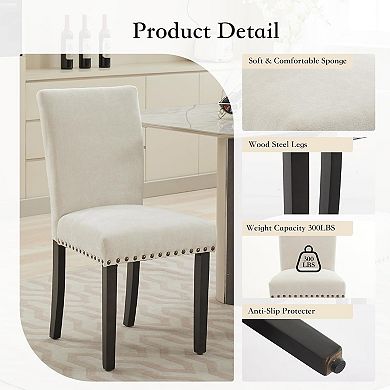 Dining Chairs Set of 2,Fabric Upholstered Parson Dining Chairs with Padded,Modern Kitchen Chairs