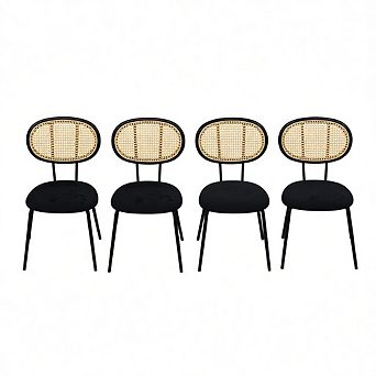 Dining Chairs Set of 4,with Rattan Backrest & Sturdy Metal Legs, Perfect for Kitchen