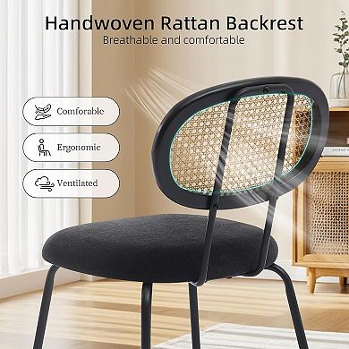 Dining Chairs Set of 4,with Rattan Backrest & Sturdy Metal Legs, Perfect for Kitchen