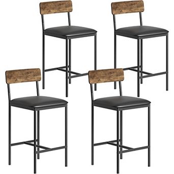 4 pc Bar Stool Set with Backrest, Metal Frame with Padded Seat, Breakfast Bar Stool