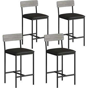 4 pc Bar Stool Set with Backrest, Metal Frame with Padded Seat, Breakfast Bar Stool