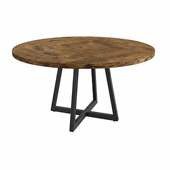47" Round Dining Table - Kitchen Table with Storage Shelf and Wooden Top, Round Dinner Table