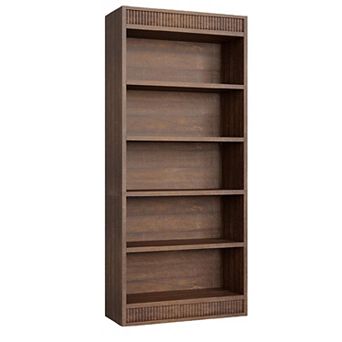 5 tier Tall Bookshelf with Wooden Base, Wood Bookshelf Vintage Book Shelf
