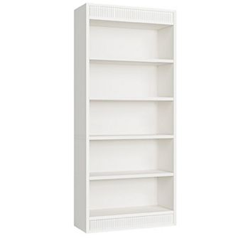 5 tier Tall Bookshelf with Wooden Base, Wood Bookshelf Vintage Book Shelf